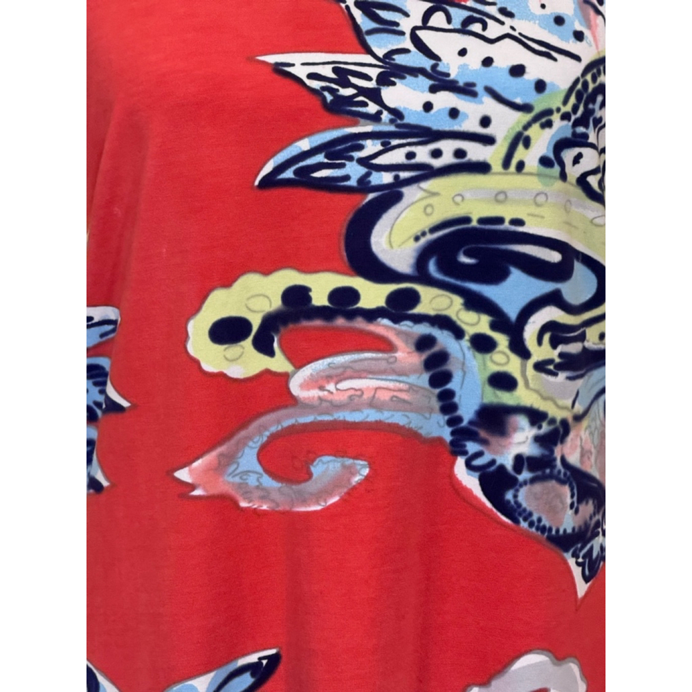 Krimson Klover Red Floral Paisley T-shirt Dress Medium Short Sleeve - Picture 2 of 9